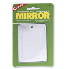 a white card with the word mirror on it's front and back side, in a