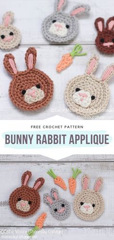 crochet bunny rabbit applique with text overlay