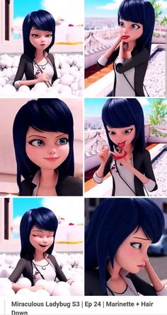 the animation character is talking on her cell phone and making funny faces with her hair