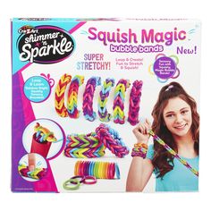 PRICES MAY VARY. Shimmer ‘n Sparkle Squish Magic Bubble Bands is a sensory squishy fun jewelry kit Make your own Rainbow bright bubble bands Create so many styles, mix & match fun to wear and fun to share Squish Magic Bubble Bands comes with everything needed to make wearable ASMR jewelry – 2 looms, weaving hook, squishy bands and C hooks Sensory squishy fun! Rainbow bright bubble bands is great for ages 6 and up Rainbow Loom Easy, Looms Weaving, Loom Band, Jewelry Kit, Rainbow Bright, Fun Jewelry, Loom Bands, Presents For Kids, Jewelry Kits