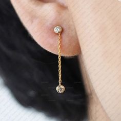 Diamond Chain Earring, Solid Gold Chain Studs, Dangle Moissanite Earring, Minimalist Earrings, Dainty Stud Earrings, Gold Chain Link Earring /Handmade Fine/Gift For Jewelry. You can gift them on Birthday, Anniversary, Confirmation & Christmas or any special occasion.   Also Available Gold Color: Yellow Gold, Rose Gold, White Gold.  ✦ Gemstone: Moissanite ✦ Number of Stones: 2  ✦ Total Weight: 0.30ct Approx. ✦ Shape: Round ✦ Color: Colorless ✦ Clarity: VVS ✦ Gemstone: Lab Grown Diamond ✦ Number o Gold-tone Drop Earrings With Gold Chain, Yellow Gold Long Drop Earrings With Delicate Chain, Elegant Chain Link Earrings With Gold Chain, Elegant Gold-tone Chain Earrings, Yellow Gold Linear Drop Earrings With Box Chain, Long Chain Earrings Gold, Thick Gold Chain, Long Chain Earrings, Gold Fashion Necklace