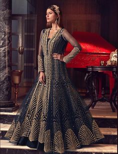 Jacket Style Anarkali, Blue Jacket Style, Satin Kurta, Indian Suits For Women, Dress Salwar Kameez