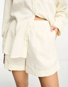 Pretty Lavish boxy shorts with pockets in cream - part of a set | ASOS Relaxed Fit Sets With Pockets For Day Out, Summer Short Sets With Pockets, Summer Sets With Pockets And Short Length, Beige Relaxed Fit Set With Pockets, Relaxed Fit Beige Set With Pockets, Beige Cotton Short Sets, Short Cotton Sets With Pockets, Cotton Sets With Pockets And Short Length, Beige Elastic Waistband Shorts For Loungewear