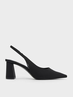 These black pumps will easily slot into your everyday rotation. Plus, they feature an elegant pointed toe that elongates your frame and creates a sharp silhouette, making them look just as luxurious as they feel. Set on trapeze block heels, they strike the balance between form and function. Plus points for the lightly elasticated slingback straps that guarantee a snug fit. Faux Leather Heels, Size Chart For Kids, White Pumps, Charles Keith, Orange Bag, The Balance, Handbag Shoes, Slingback Pump, Black Pumps