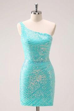 Wedtrend Women Sparkly Mint Tight Homecoming Dress with Sequins One Shoulder Short Cocktail Dress – WEDTREND Teal Sparkly Dress, Mint Homecoming Dresses, Tight Hoco Dress, Tight Homecoming Dress, Special Event Outfit, Short Graduation Dresses, Lovely Partner, Winter Formal Dresses, Blue Sequin Dress