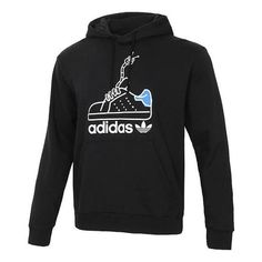 Adidas originals Worm Casual Sports hooded Printing Pullover Black GN2159 (Men's) Adidas Sportswear Hoodie With Ribbed Cuffs, Adidas Sportswear Hoodie With Three Stripes Branding, Streetwear Adidas Logo Fleece Sweatshirt, Adidas Logo Fleece Sweatshirt For Winter, Winter Adidas Logo Fleece Sweatshirt, Sportswear Fleece Hoodie With Three Stripes, Adidas Sportswear Sweatshirt With Drawstring Hood, Adidas Logo Hoodie For Sports In Fall, Adidas Logo Fleece Hoodie With Crew Neck