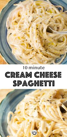 this creamy cream cheese spaghetti is the perfect dinner for two