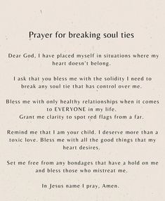 prayer for breaking soul ties in white paper