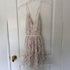 Bought This Dress To Wear Under My Graduation Gown But Ended Up Going With Something Else So Nwt!! Such A Pretty Dress. White V-neck Lace Dress For Date Night, White Lace Mini Dress For Day Out, Graduation Gown, Pretty Dress, 16th Birthday, Something Else, Flowy Dress, White Cream, Cream White