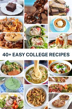 collage of 40 easy college recipes