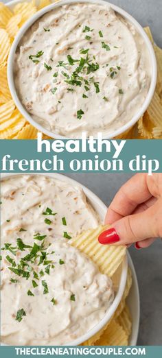 two bowls filled with dip and chips