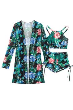 A fancy outfit makes your time at the beach and pool extra special with its elegant style and luxury vibes. Three-piece set: Top, Shorts, Cardigan Colors: Pink, Blue, Purple, Green, Red Floral Print Sizes: S to XL Lining: Polyester Fiber Fabric: Polyester, Elastane High elasticity With chest pad Age: Adult Gender: Female Brand Name: NoEnName_Null Product ID: CJYJ198745501 Note: All sizes are smaller than regular European and American sizes. Choose the larger size if your size is between two size Trendy V-neck Swimwear For Vacation, Green V-neck Beach Sets, Blue V-neck Vacation Sets, Fitted Summer Sets, Two-piece V-neck Beach Set, Tropical Green Vacation Sets, Printed Swimwear For Beach Party, Two-piece Swimwear For Beach, Printed Beachwear Swimwear For Resort