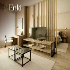 a living room filled with furniture and a flat screen tv on top of a wooden table