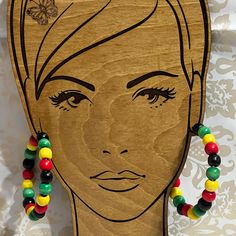 African Beaded Color Hoop Earrings / Rasta Colors Beads Earrings / Afro Reggae Hoop Earrings / Jamaica Earrings / Caribbean Earrings Multicolor Wooden Beads Round Earrings, Multicolor Wooden Beaded Earrings, Multicolor Wooden Beaded Round Earrings, Rasta Earrings, Boho Drop Earrings, Feminine Earrings, Rasta Colors, Crystal Chandelier Earrings, African Earrings