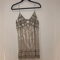 Nwt Aidan Mattox Sequin Neutral Colored Dress Mini, V Neck, Spaghetti Strap, Party, Sequin, Shiny, Formal, Metallic, Homecoming, A Line Beaded Dress Size 12 Color: Biscotti Comes With A Bag Of Sequins Made In India Comment If You Have Any Questions! Embellished V-neck Dress For Date Night, Party Season Dresses With Beaded Straps, Sequin Dress With Beaded Straps For Summer Night Out, Summer Sequin Dress With Beaded Straps For Night Out, Embellished Mini Sequin Dress For Date Night, Glamorous Dress With Beaded Straps For Date Night, V-neck Embellished Dress For Date Night, Mini Dress With Beaded Straps For Night Out, V-neck Embellished Mini Dress For Wedding