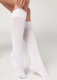 Buy 60 Denier Microfiber Knee-Highs on our official Calzedonia website. Experience our long history of tradition and quality. White Sheer Socks, Patterned Tights, Over The Knee Socks, Stocking Tights, Opaque Tights, High Knees