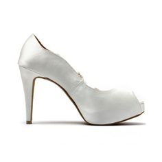 These ivory white wedding heels you see are handcrafted from high quality satin, beaded lace, fabric, genuine cow leather and other man made materials. These peep toe pumps come with lovely lace embroidery, bead work and sequin on the sides of the shoe. The elevated hidden platform in front makes the shoes extra comfy during prolonged wear. Dimensions: 4 inch with 0.5 inch platform. Materials: Satin, french lace and embroidery. Beads and sequin. PU and other man made materials. Leather back coun Satin Closed-toe Wedding Shoes, Satin Closed Toe Wedding Shoes, Satin Wedding Shoes With 4-inch Heel, Closed Toe Satin Heels For Wedding, Satin Closed Toe Heels For Wedding, Elegant Satin Wedding Shoes, High Heel Satin Wedding Shoes, Satin High Heel Wedding Shoes, White Satin Wedding Shoes For Formal Occasions