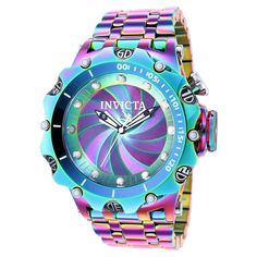 Multicolor Automatic Watch Accessories, Rainbow Rolex Watch, Invicta Watches Pro Diver, Invicta Watches Women Angels, Invicta Watches Women, Stylish Watches Men, Pink Watch, Fancy Watches, Wrist Jewelry