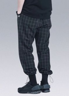 Plaid Techwear Pants - Silenstorm® - X Techwear Bottoms For Winter, Winter Techwear Long Pants, Winter Techwear Cargo Pants, Winter Techwear Wide Leg Bottoms, Winter Techwear Trousers, Winter Wide Leg Techwear Bottoms, Techwear Bottoms With Hip Pockets For Winter, Winter Streetwear High-waisted Pants, Winter Techwear Stretch Bottoms