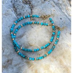 Turquoise 14kt Gold Filed Bracelet. Beaded Bracelet. Delicate - Etsy Turquoise Beaded Bracelets With Gold Beads As Gift, Turquoise Beaded Bracelets With Gold Beads, Turquoise Beaded Bracelets With Gold Accents, Personal Truth, Bracelet Layering, Turquoise Bead Bracelet, Summer Bracelets, Bracelet Gemstone, Personal Power