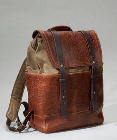 BC515 - Bison Redwood Backpack Functional Leather Backpack With Canvas Lining, Rugged Brown Leather Backpack For Outdoor, Brown Waxed Leather Backpack For Outdoor, Classic Brown Coated Canvas Backpack, Coated Canvas Leather Backpack For Travel, Leather Backpack With Leather Patch For Outdoor, Casual Leather Backpack With Waxed Finish, Rugged Backpack With Adjustable Strap, Coated Canvas Backpack With Leather Backing