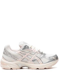 Find ASICS Gel-1130 /pink Sneakers on Editorialist. white/light pink/silver-tone faux leather mesh panelling signature Tiger stripes round toe front lace-up fastening logo-print tongue branded insole rubber sole signature cushioning GEL™ technology signature TRUSSTIC™ support system These styles are supplied by a premium and authenticated sneaker marketplace. Stocking only the most sought-after footwear, they source and curate some of the most hard to find sneakers from around the world. Green Sneakers, Pink Sneakers, Loafer Mules, Asics Women, Tiger Stripes, Sneakers Grey, Salmon Pink, Pretty Shoes, Asics Gel