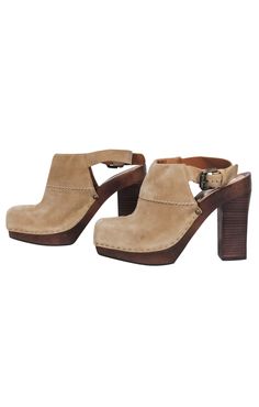 Elevate your fall wardrobe with these playful beige suede platform clog pumps from See by Chloe. A stylish square-toe design and platform heel make these shoes a must-have for the season. Pair with jeans for a casual weekend look or a floral dress for a charming dinner date. Size 7 (IT 37) Suede upper Leather lining Adjustable buckle strap Platform 1" Heel height 4.5" Chloe Shoes, Platform Clogs, Casual Weekend, Dinner Date, Platform Heel, See By Chloe, Toe Designs, Fall Wardrobe, Polished Look