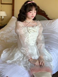 ❤︎Princess Birthday Dresses❤︎ Elegant Princess Dress, Fairy Princess Party, Fairy Princess Dress, Party Dress Summer, White Ruffle Dress, Y2k Party, Japanese Sweet, Casual Evening, Short Prom Dress