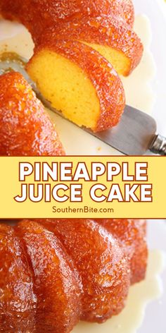 a pineapple juice cake on a white plate