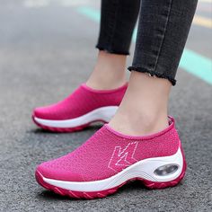 Breathable Comfortable Cushioned Sneakers Light Weight, Quality Sneakers Work Nursing Sports Yoga Sporty Pink Slip-on Sneakers For Spring, Casual Slip-on Sneakers With Air Cushioning For Sports, Sporty Pink Breathable Slip-on Sneakers, Pink Sporty Slip-on Sneakers For Jogging, Comfortable Sneakers With Air Cushioning, Pink Breathable Slip-on Sneakers For Jogging, Casual Pink Walking Shoes With Round Toe, Casual Pink Walking Shoes For Sports, Pink Casual Slip-on Sneakers For Sports