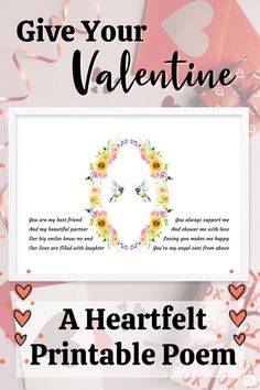 This pin is of a romantic poem written by Becky at Khaim Designs. The poem has an illustration of beautiful watercolour birds facing each other. They are inside an oval floral wreath. The pin is sharing this poem as a Valentines day gift idea. It is a printable product and can be used as wall art to be displayed in the home. Lovers Poem, Poems For Friends, Romantic Poem, Printable Affirmations, Watercolour Birds