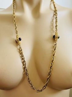 ad eBay - Find many great new & used options and get the best deals for Vintage Givenchy Unsigned Jewel Tone Cabochon 48 Inch Gold Chain Necklace at the best online prices at eBay! Free shipping for many products! Yellow Gold Jewelry With Chain Strap For Evening, Vintage Evening Chain Jewelry, Antique Formal Chain Necklaces, Vintage Gold Necklace With Chain Strap, Vintage Chain Necklace As Gift, Vintage Chain Necklace With Chain Strap As Gift, Vintage Jewelry With Adjustable Chain For Evening, Vintage Evening Necklace With Chain Detail, Vintage Evening Necklace With Chain