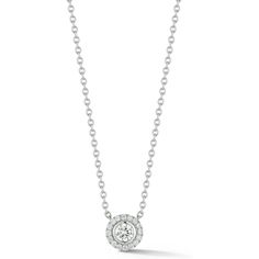 Sofer Jewelry - Diamond Halo Pendant in 14K White Gold Elegant Necklace In Diamond White With Lab Grown Diamonds, Elegant Necklace With Lab Grown Diamonds In Diamond White, Elegant Diamond White Lab-grown Diamond Necklace, Elegant Solitaire Necklace With Lab Grown Diamond, Elegant Lab Grown Diamond Necklace With Brilliant Cut, Elegant Brilliant Cut Lab Grown Diamond Necklace, Timeless Formal Jewelry With Brilliant Cut, Elegant Necklace With Diamond Cut Lab Grown Diamonds, Elegant Cubic Zirconia Wedding Jewelry