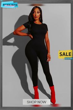 Short Sleeve Solid Bodycon Jumpsuit Casual High Stretch Bodysuit For Night Out, Trendy Black Short Sleeve Jumpsuits And Rompers, Casual Fitted Jumpsuits And Rompers With Short Sleeves, Fitted Casual Bodysuit For Loungewear, Trendy High Stretch Summer Unitard, Casual Non-stretch Bodysuit For Night Out, Trendy Fitted Jumpsuit With Short Sleeves, Fitted Trendy Jumpsuits And Rompers With Short Sleeves, Trendy Bodycon Solid Jumpsuits And Rompers