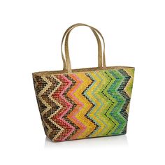 Mia Beach Tote w/Strap Handle - Multicolor Zigzag The Mia Collection is made in support of the sustainable fashion movement. Made from Reeds and natural dye, these fashion accessories are eco-friendly. Perfect for the world traveler, or conscious shopper, these handbags are beautiful and practical. Dimensions: 20" x 11" x 5" Fair Trade Straw Beach Bag, Fair Trade Straw Bag For Beach, Summer Vacation Straw Bag With Fair Trade, Fair Trade Straw Bag For Vacation, Artisan Multicolor Beach Bag For Travel, Natural Beach Bag For Festival Season, Fair Trade Beach Bag, Fair Trade Summer Beach Bag, Casual Multicolor Handwoven Straw Bag