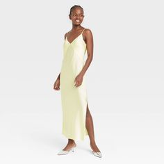 Women's Midi Slip Dress - A New Day™ : Target Sleeveless Lined Slip Dress For Brunch, Spring Bias Cut Dress For Date Night, Spring Sleeveless Fitted Bias-cut Dress, Sleeveless Bias Cut Dress For Brunch, Fitted Bias Cut Sleeveless Dress For Spring, Spring Brunch V-neck Slip Dress, Sleeveless Slip Dress For Spring Vacation, Spring Sleeveless Slip Dress For Vacation, Spring Vacation Sleeveless Slip Dress