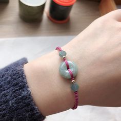 handmade pinkish purple rope natural jade bracelet for women jadeite / 14k gold bead / 925 silver Pinkish Purple, Purple Jade, Baby Swings, Jade Bracelet, Natural Jade, Jade Beads, Leather Diy, Matching Bracelets, Bracelet For Women