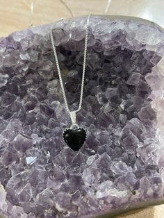 * Black onyx heart Pendant *Sterling Silver *Free Shipping *Handcrafted In USA *Jewelry ship in Gift box *Necklace length: 16” 18 inches or 20”*Cabochon may vary in color *Lovely necklace with a pendant on a sterling silver chain with spring ring closure, this necklace is so pretty . A must for any occasion .Thank You For Looking ,And Check Out More Items In My Etsy Shop For More Great Deals, Also We Add More Jewelry To Etsy Shop Regularly https://www.etsy.com/shop/ABQdesign Black Nickel-free Jewelry For Valentine's Day, Nickel-free Black Jewelry For Valentine's Day, Black Necklaces For Anniversary On Valentine's Day, Black Necklace For Anniversary On Valentine's Day, Valentine's Day Black Necklace For Anniversary, Black Heart Necklaces For Keepsake, Black Heart-shaped Necklace For Keepsake, Black Heart Necklace For Keepsake, Black Heart-shaped Jewelry For Anniversary