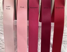 "Pink, Wine, Burgundy, Rose satin double sided ribbon It is very popular for bridal designs, crafting, party planning and more. I have several more subtle satin colors in my shop--blush, candlelight, bridal ivory, champagne, white, and vintage blush. WIDER RIBBONS? 2.25\" AND 3\" LIGHT PINK PINK WINE https://www.etsy.com/listing/1072570853/wider-ribbon-sizes-225-and-3-many-colors?ref=shop_home_active_10 PLEASE NOTE THE COLOR YOU WANT IN THE COMMENT SECTION DURING CHECKOUT Blues - https://www.ets Peach And Burgundy Outfit, Wine And Pink Wedding, Raspberry Wedding Color, Pink And Burgundy Wedding, Raspberry Wedding, Satin Colors, Crafting Party, Blush Wedding Colors, Light Pink Wedding