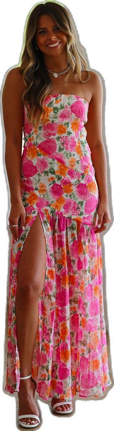 Maxi Gown, Maxi Gown Dress, Floral Print Maxi, Maxi Gowns, Pink Maxi Dress, Gown Dress, Floral Maxi, Floral Maxi Dress, Pink Orange