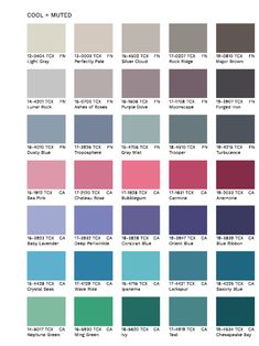 the color chart for different shades of paint