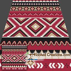 a cross stitch pattern with different colors and patterns on it's side, including the words hooked creations com