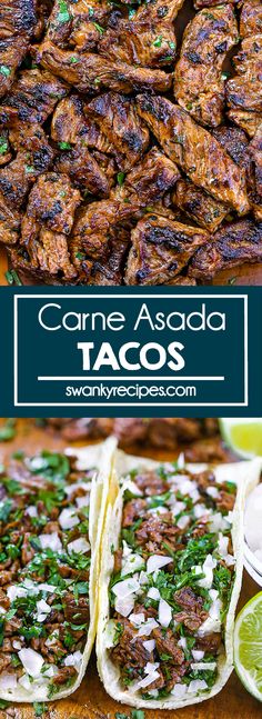 grilled steak tacos with cilantro, lime and sour cream on top