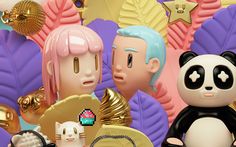 an animated image of three people surrounded by toys