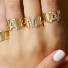 Enjoy endless possibilities of personalization with the alphabet rings, available in all 26 letters so that each Nogama woman can wear her own initial. Perfect for: every day, lunch with the girls, any occasion. ~ 0.16 carats depending on the letter 14K yellow gold G Initial, Beautiful Wedding Jewelry, Gold Initial Ring, Big Letter, Ladies Rings, Letter Ring, Letter G, 26 Letters, Initial Ring