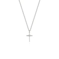 Formal Dainty Cross Necklace, Dainty Cross Necklace For Formal Occasions, Yellow Gold Cross Necklaces For Baptism, Minimalist Cross Pendant Necklaces For Baptism, Minimalist Cross Pendant Necklace For Baptism, Sterling Silver Crucifix Necklace In Yellow Gold, 14k White Gold Crucifix Necklace, Classic White Gold Crucifix Necklace, Yellow Gold Cross Pendant Necklace For First Communion