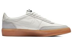 Stay on trend with the Nike Killshot 2 Leather Sail Gum. This fresh sneaker features real leather and pure rubber on the sole for lasting comfort and durability. The sail colorway, gum yellow accents, and black Nike branding are perfect for standing out in style. Whether you’re heading to the skatepark or just hanging out with friends, make sure you look your best with the Nike Killshot 2 Leather Sail Gum. Nike Leather Sneakers With Rubber Sole, Nike Leather Custom Sneakers With Rubber Sole, Nike Low-top Leather Skate Shoes, Nike Skate Shoes With Textured White Sole, Nike Skate Shoes With Textured Sole For Sports, Nike Leather Skate Shoes With Gum Sole, Nike Custom Leather Sneakers For Sports, Leather Low-top Skate Shoes With Boost Midsole, Low-top Leather Skate Shoes With Rubber Waffle Outsoles