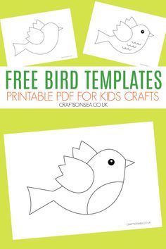 Bird Template (FREE Printable) Free Printable Bird Template, Bird Paper Craft Templates Free Printable, Spring Bird Crafts Preschool, Bird Printables Free Templates, Bird House Template Free Printable, Printable Birds Free, Easy Bird Crafts For Preschoolers, Bird Printables Free, Preschool Bird Crafts