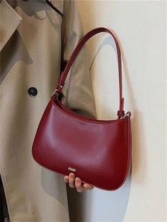 Wine Red Bride Bag 2024 New Elegant High-Quality Underarm Handbag Shoulder Bag For Women Burgundy Glamorous,Fashionable   PU Leather Colorblock,Plaid,Plain,Textured Pattern Hobo Bag   Women Bags, size features are:Bust: ,Length: ,Sleeve Length: Pinterest Advertising, Trendy Shoulder Bag, Commuter Bag, Shoulder Bags For Women, Bag Luxury, Trending Handbag, Designer Wedding, Mua Sắm, Mini Crossbody Bag