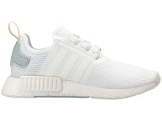 adidas Originals NMD_R1 Women's Running Shoes Footwear White/Footwear White/Tactile Green Summit White Low-top Running Shoes For Streetwear, White Running Shoes With Reflective Details For Sports, Adidas Lace-up Trail Running Shoes, White Low-top Trail Running Shoes With Elastic Laces, Summit White Lace-up Sneakers With Boost Midsole, Sporty White Running Shoes With Elastic Laces, White Sporty Running Shoes With Elastic Laces, Adidas White Running Sneakers, White Adidas Lace-up Running Shoes